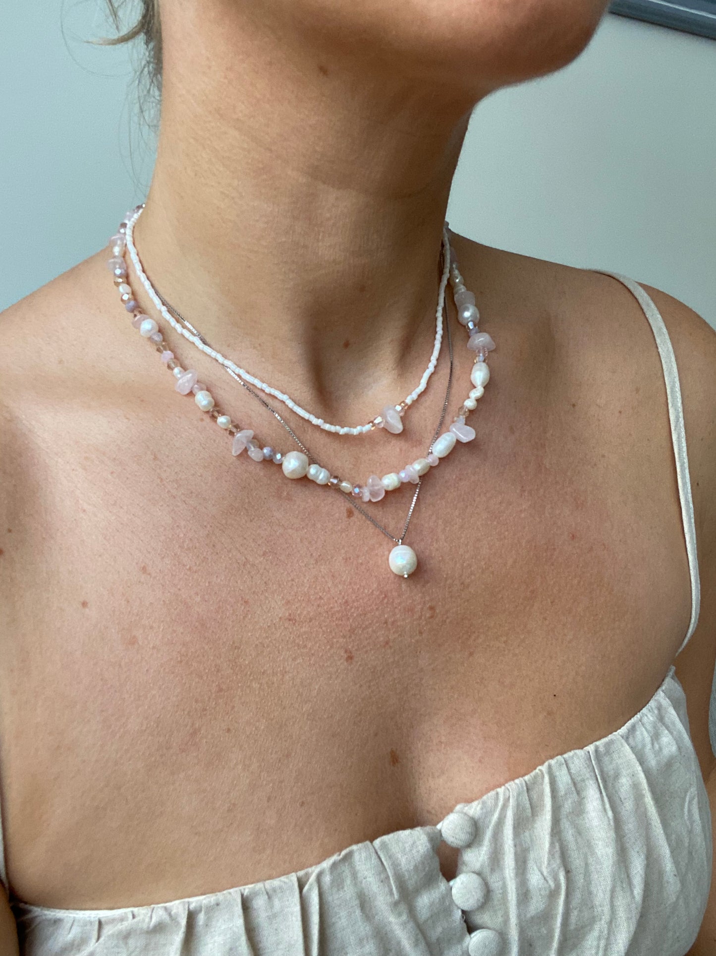 Saint Ocean Box Chain Necklace with Pearl