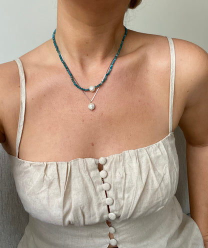 Saint Ocean Box Chain Necklace with Pearl