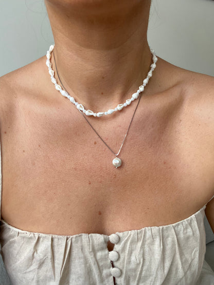 Saint Ocean Box Chain Necklace with Pearl